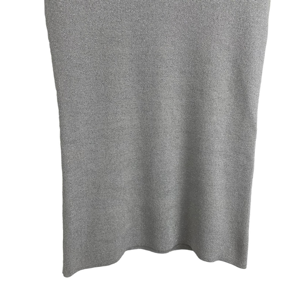 NWT Focus Lifestyle Silver Metallic Knit Tank Top Small - Picture 3 of 6